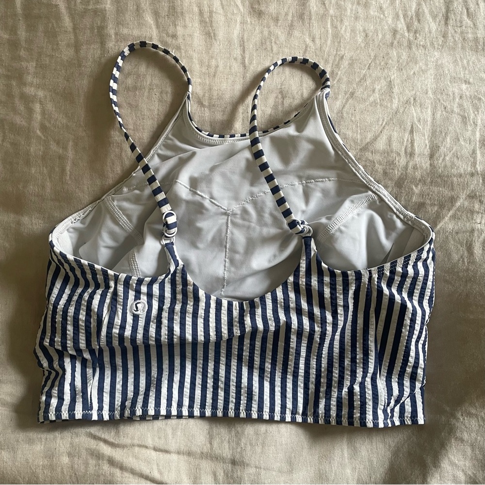 Lululemon Waterside Striped Bikini Top Navy and White Seersucker - Picture 3 of 3